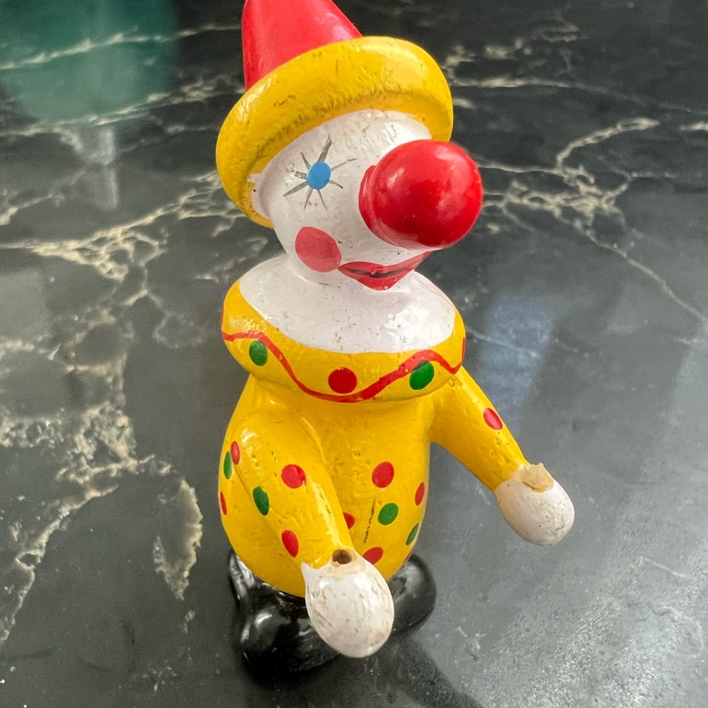 Clown vintage hand-painted wooden clown ornament